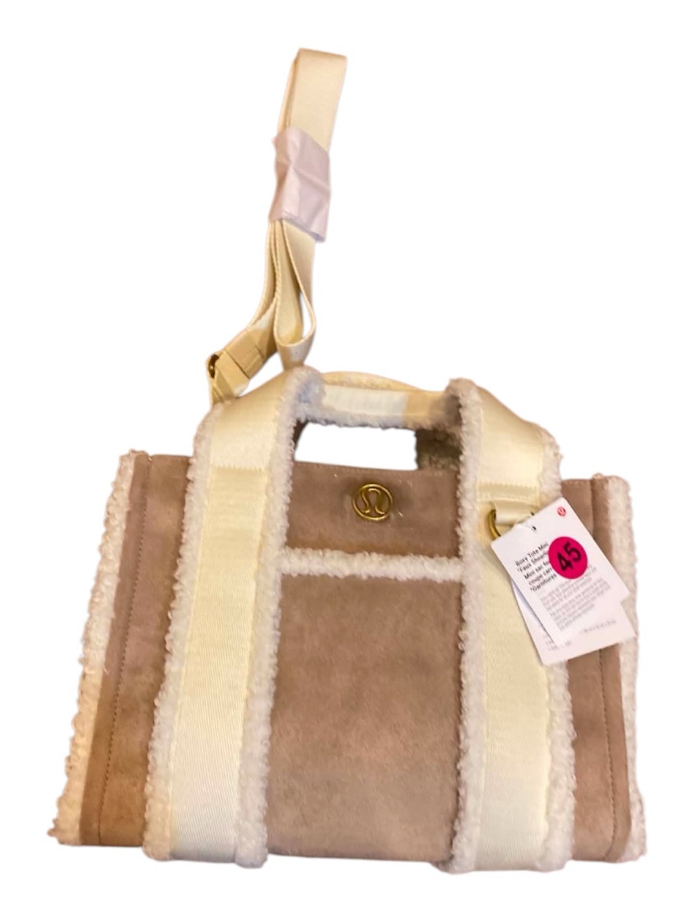 NWT Lululemon Boxy Tote Mini Faux Shearling Trims